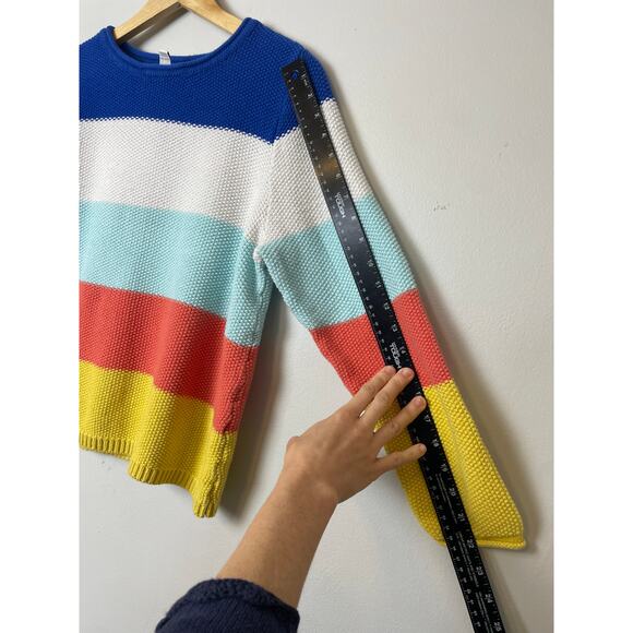 St. Johns Bay Women's Fisherman Knit Sweater Large Bright Colorblock Eclectic - Picture 8 of 10